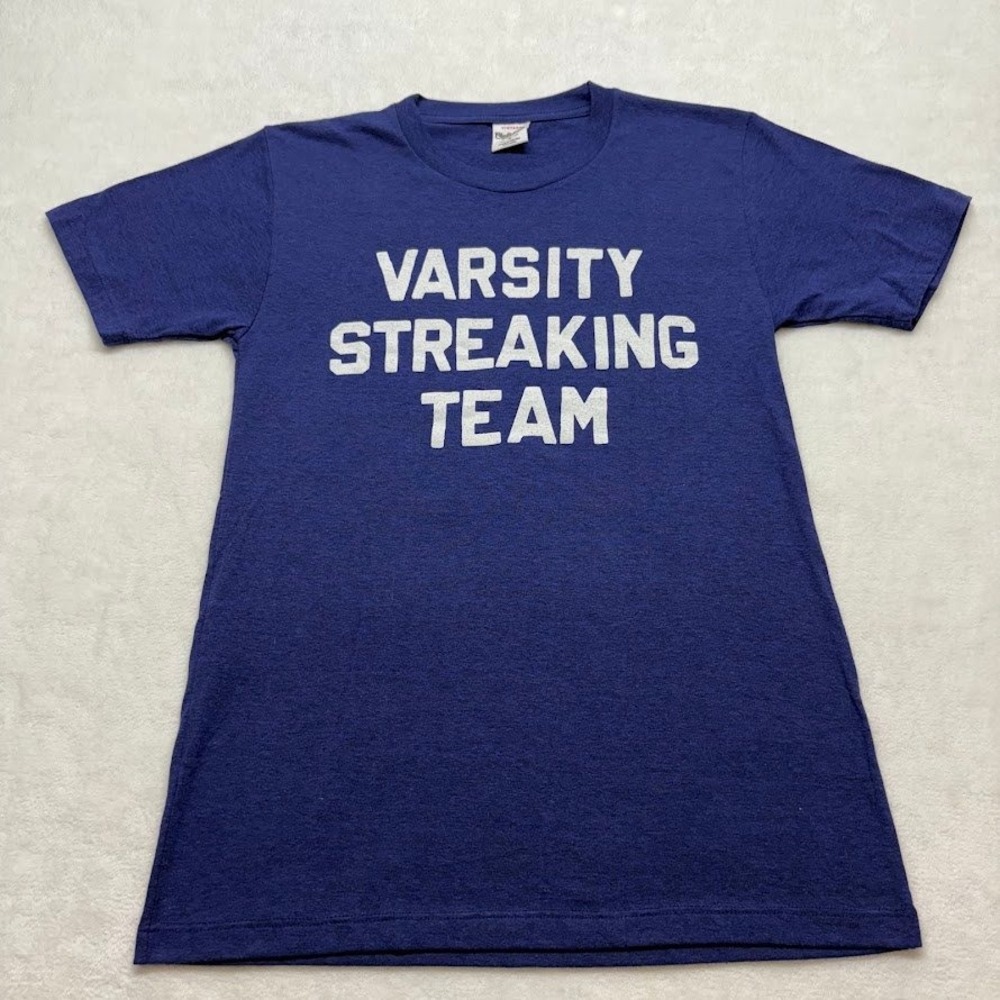 Charlie Hustle Varsity Streaking Team T Shirt Size S Blue